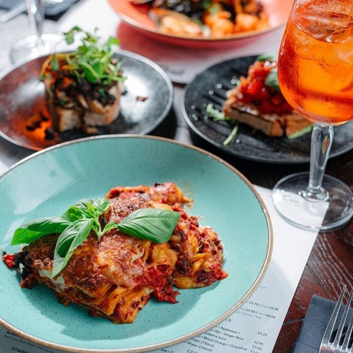 Marco Polo Lasagne and Aperol Spritz